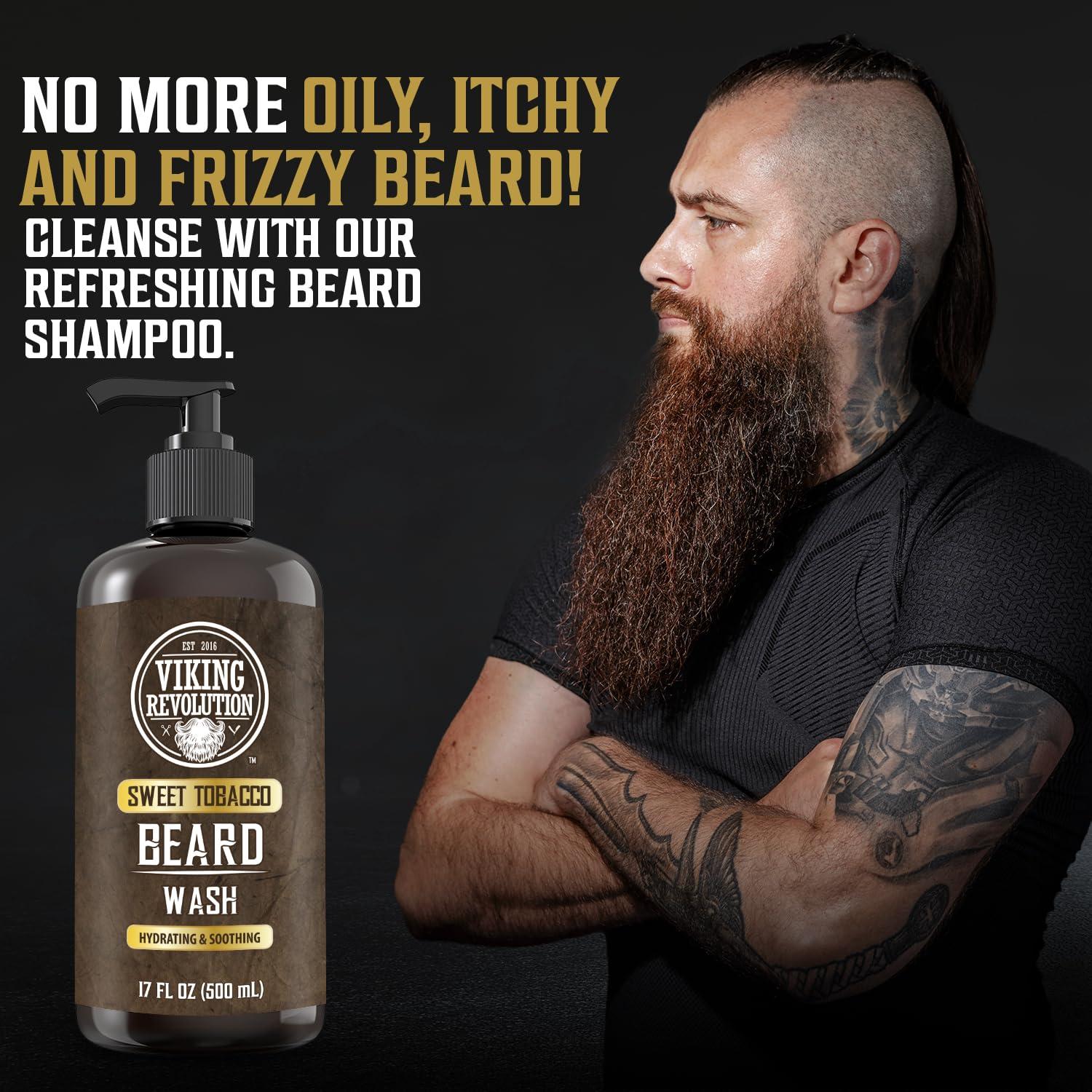 image:imageViking Revolution Beard Wash and Beard Conditioner for Men with Argan Oil and Jojoba Oil Beard Softener and Strengthener Beard Care Beard Shampoo and Conditioner with Beard Oil 17oz Sweet TobaccoBeard Wash and Conditioner