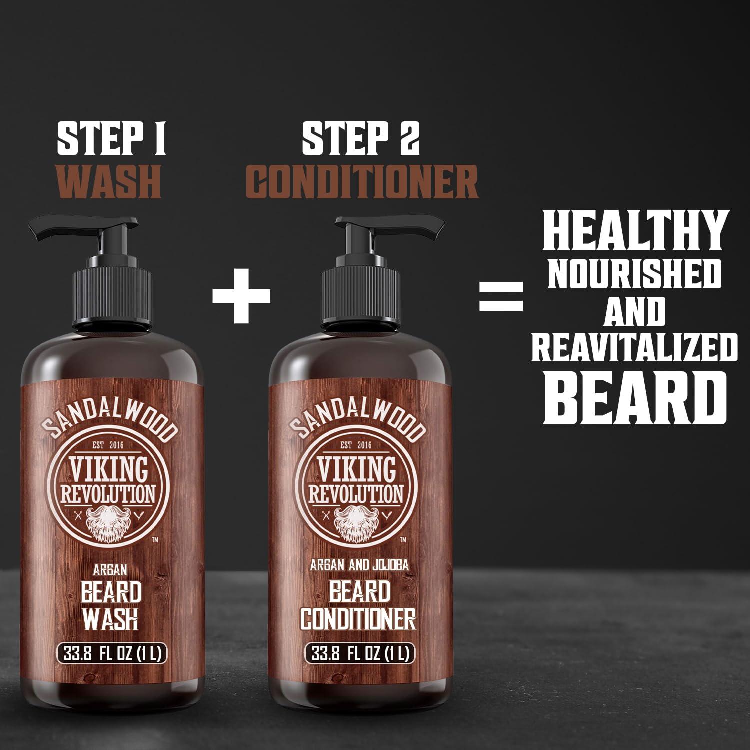 image:imageViking Revolution Sandalwood Beard Conditioner for Men with Argan Oil and Jojoba Oil Beard Softener and Strengthener Natural Beard Conditioner Beard Care Moisturizer with Aloe Vera 338 Fl oz