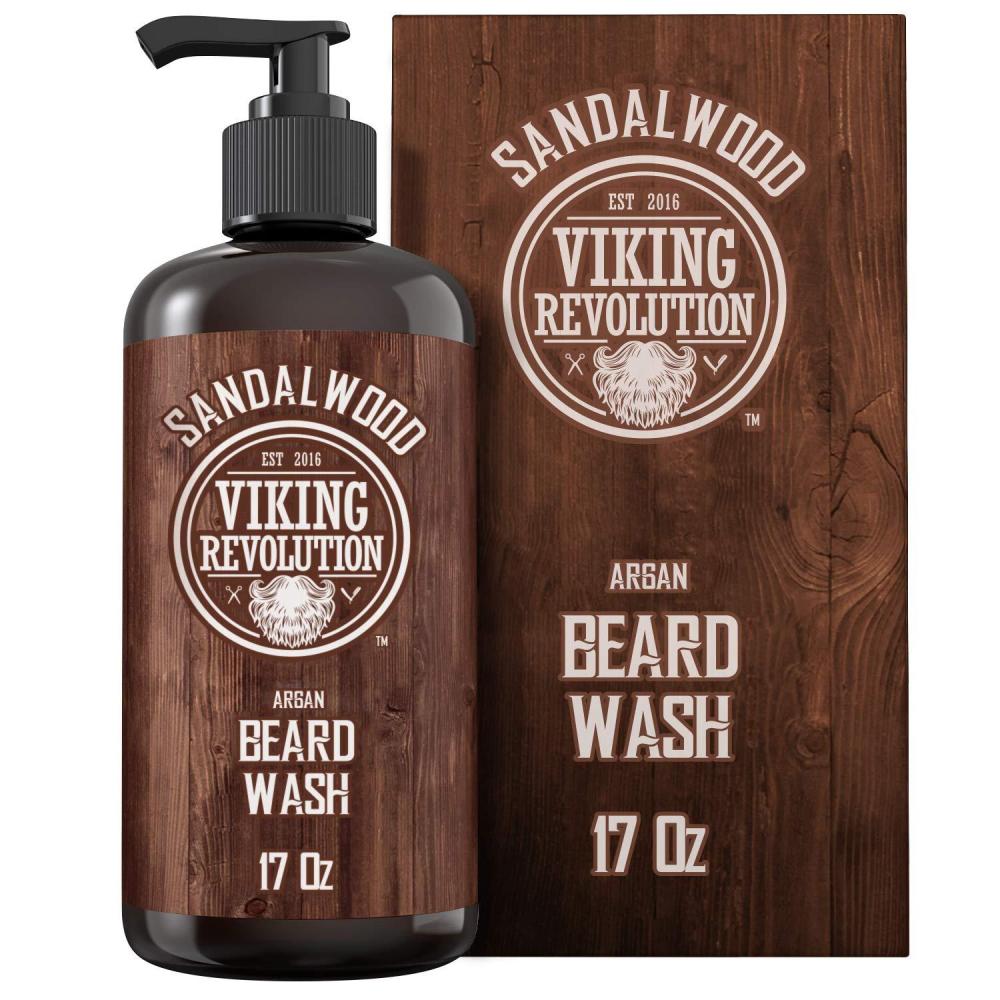 image:imageViking Revolution Beard Wash Shampoo wArgan amp Jojoba Oils Softens amp Strengthens Sandalwood Scent 17 oz Shampoo17 Fl Oz Pack of 1