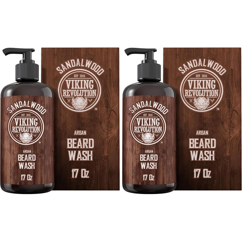 image:imageViking Revolution Beard Wash Shampoo wArgan amp Jojoba Oils Softens amp Strengthens Sandalwood Scent 17 oz Shampoo17 Fl Oz Pack of 2