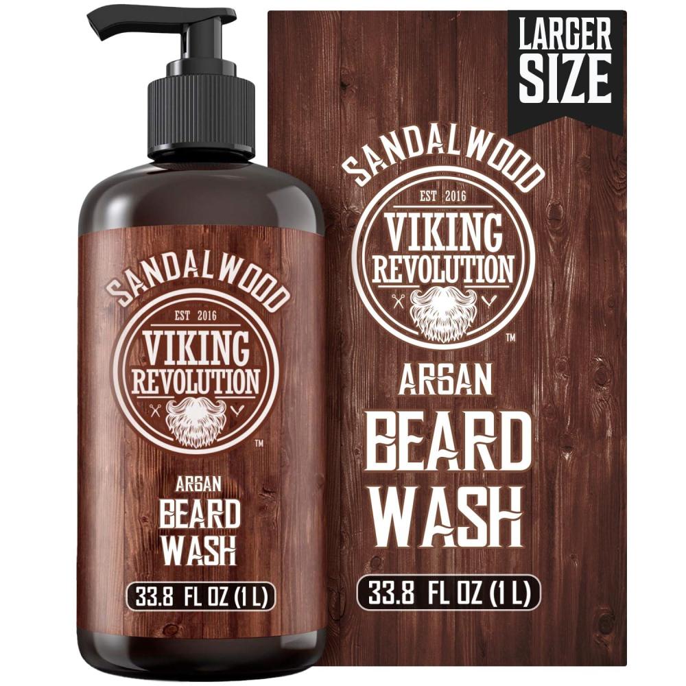 image:imageViking Revolution Sandalwood Beard Wash for Men with Argan Oil Beard Softener and Strengthener Beard Shampoo with Ginseng Red Sage Vitamin B5 Vitamin E Sandalwood Beard Care 338 Fl oz