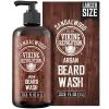 Viking Revolution Sandalwood Beard Wash for Men with Argan Oil – Beard Softener and Strengthener Beard Shampoo with Ginseng, Red Sage, Vitamin B5, Vitamin E – Sandalwood Beard Care (33.8 Fl oz)