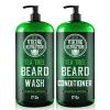 Viking Revolution Tea Tree Oil Beard Wash and Beard Conditioner For Men – Natural Beard Softener Set with Argan Oil, Vitamin E and Ginseng – Beard Shampoo and Conditioner Set (17 Oz)