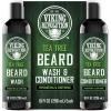 Viking Revolution Tea Tree Oil Beard Wash and Beard Conditioner For Men – Natural Beard Softener Set with Argan Oil, Vitamin E and Ginseng – Tea Tree Beard Shampoo and Conditioner Set (10 Oz)