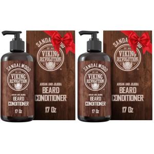 Viking Revolution Beard Conditioner w/Argan & Jojoba Oils – Softens & Strengthens – Sandalwood Scent – Beard Conditioner w/Beard Oil (17oz Conditioner)(17 Fl Oz (Pack of 2))