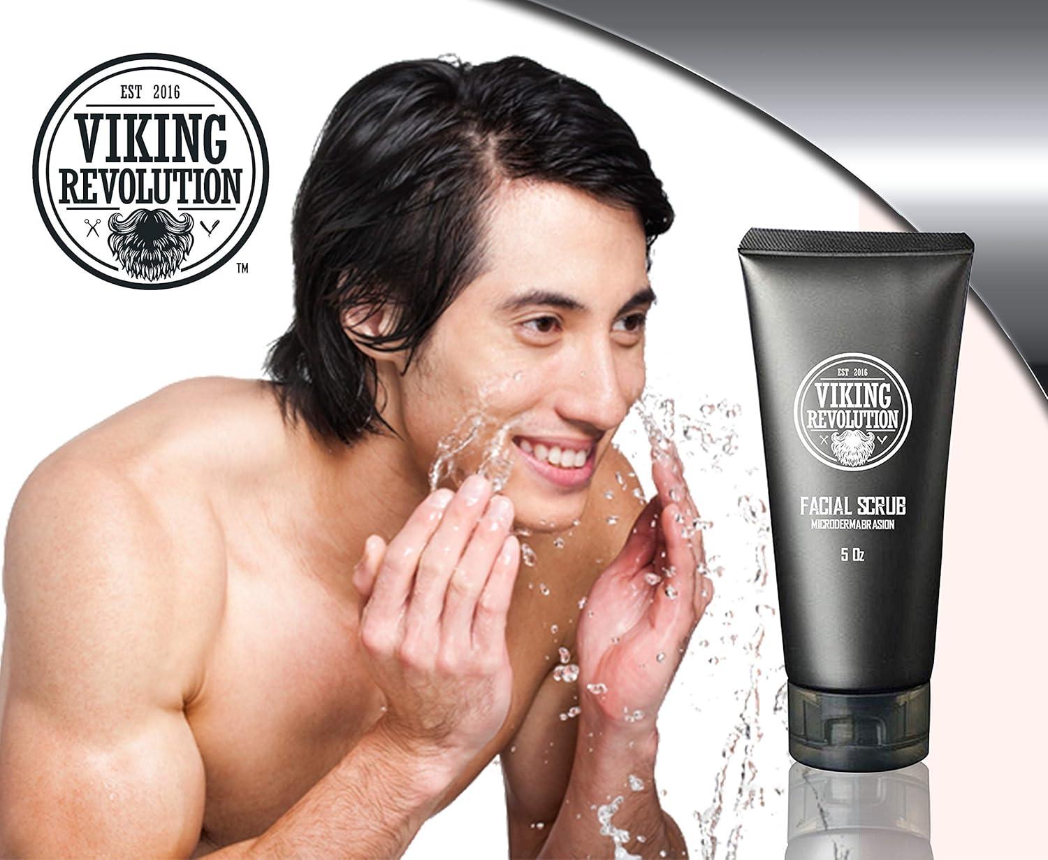 image:imageViking Revolution Microdermabrasion Face Scrub for Men Facial Cleanser for Skin Exfoliating Deep Cleansing Removing Blackheads Acne Ingrown Hairs Mens Face Scrub for PreShave 1 Pack5 Fl Oz Pack of 1