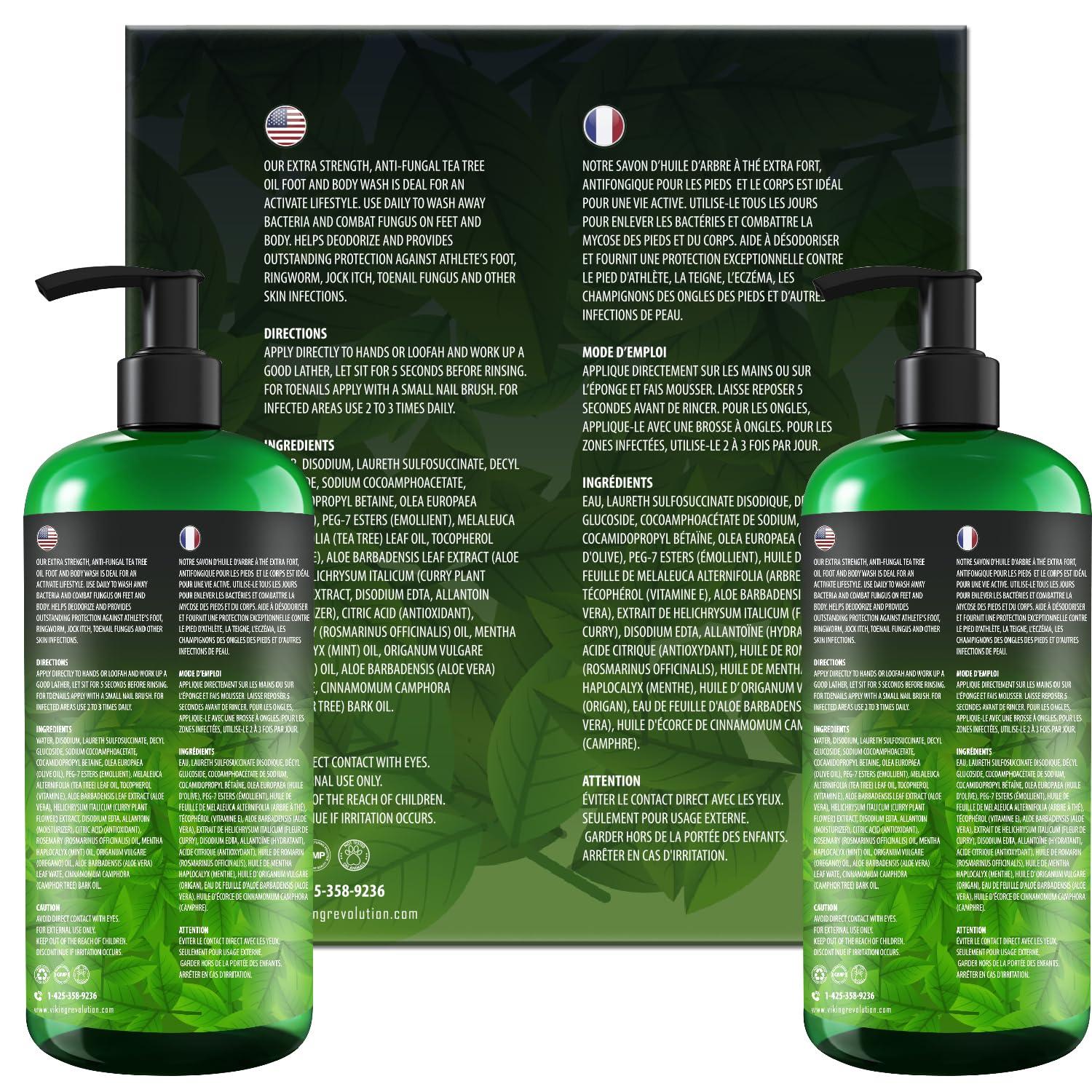 image:imageViking Revolution Tea Tree Body Wash Soap for Men Helps Athletes Foot Jock Itch Eczema amp Body Odors Extra Strength Tea Tree Oil Mens Body and Foot Wash12 Fl Oz Pack of 2