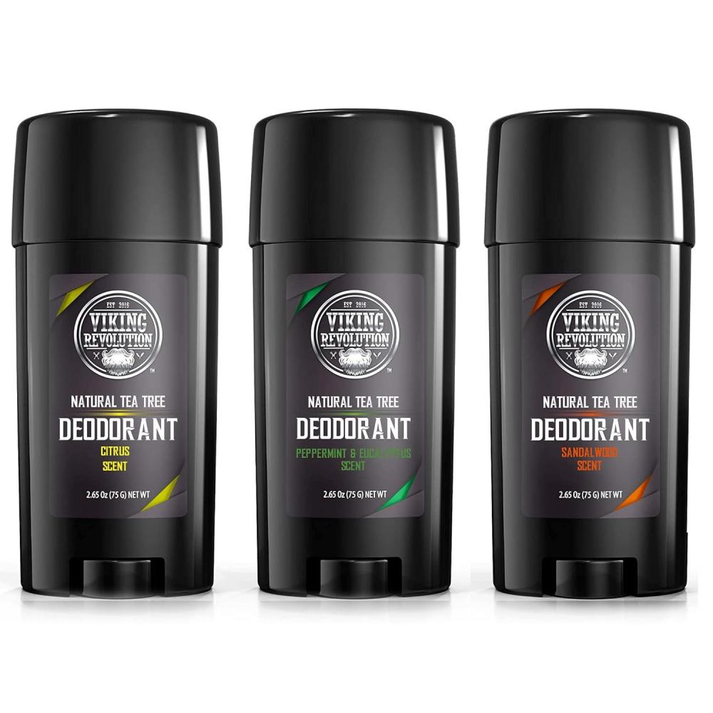 image:imageVIKING REVOLUTION 3 Pack Natural Mens Deodorant Aluminum Free Deodorant for Men LongLasting Odor Protection and Freshness with All Natural Scents Citrus Peppermint amp Eucaliptus Sandalwood