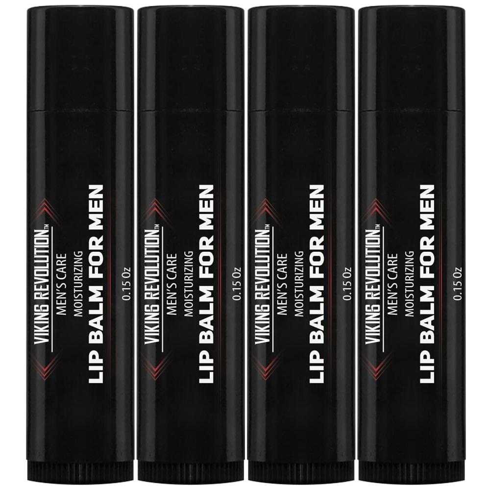 image:imageViking Revolution All Natural Lip Balm for Men Moisturizer for Dry Cracked Chapped Lips with Menthol Vitamin E Gifts for Men 4 Pack015 Ounce Pack of 4