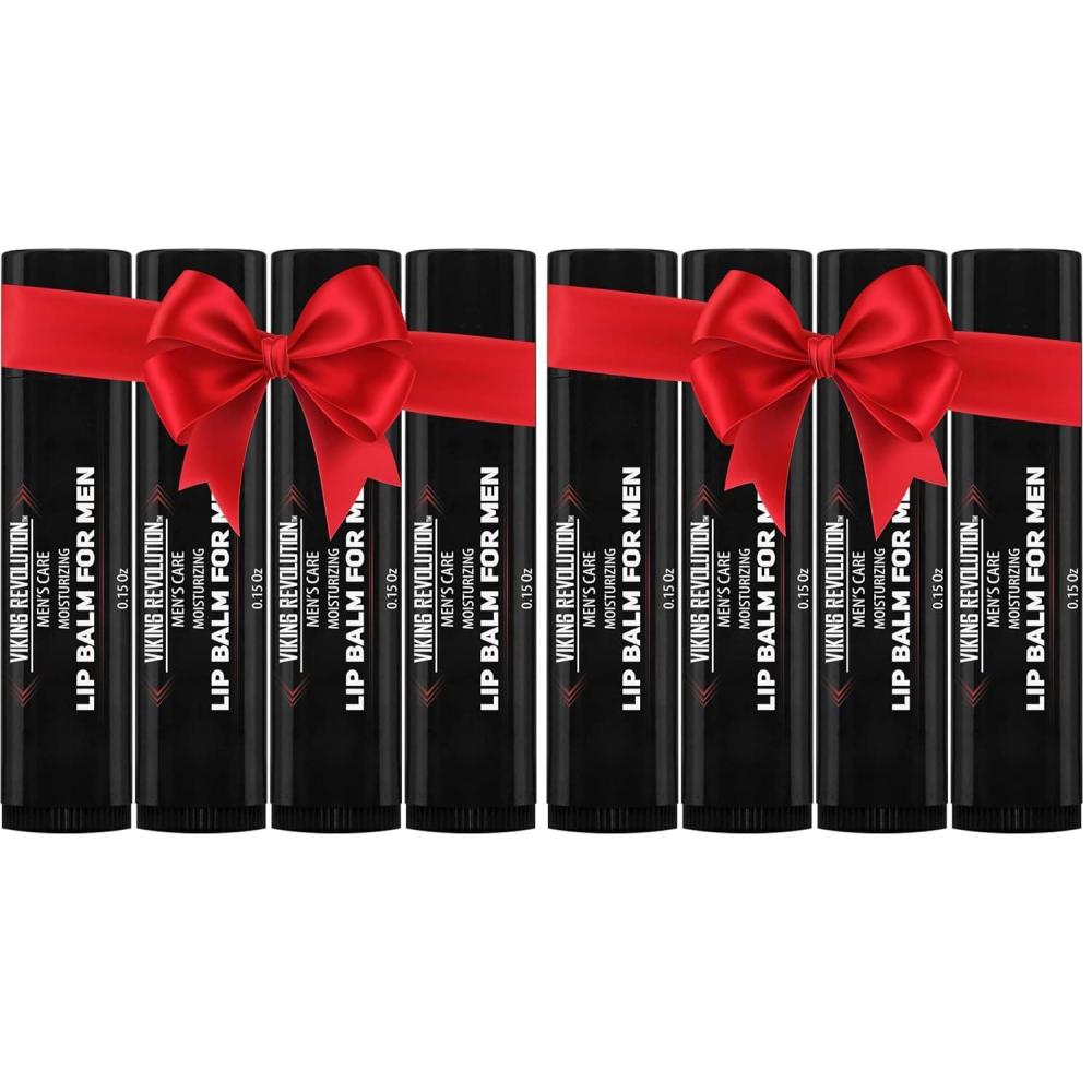 image:imageViking Revolution All Natural Lip Balm for Men Moisturizer for Dry Cracked Chapped Lips with Menthol Vitamin E Gifts for Men 4 Pack015 Ounce Pack of 8