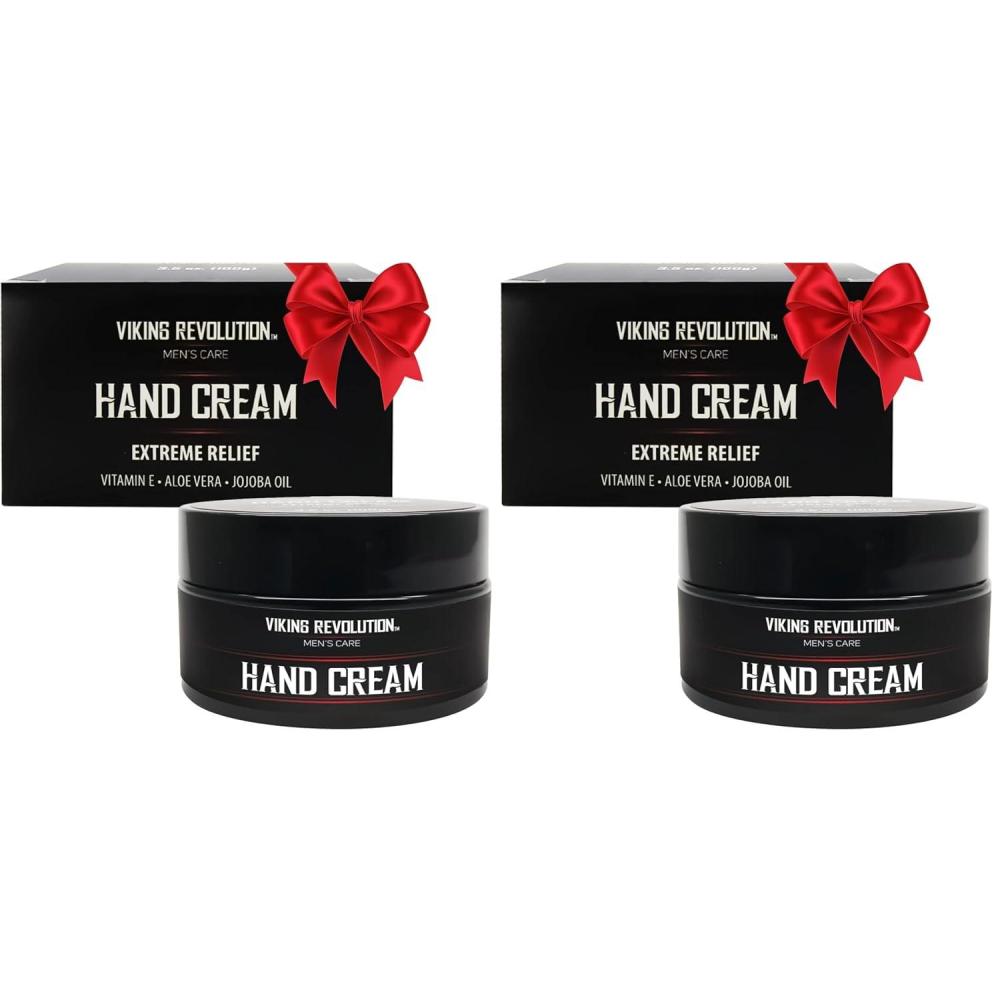 image:imageViking Revolution Mens Hand Cream Repair Cream for Dry Cracked Hands Aloe Vera Treatment with Vitamin E 35oz1 Ounce Pack of 2