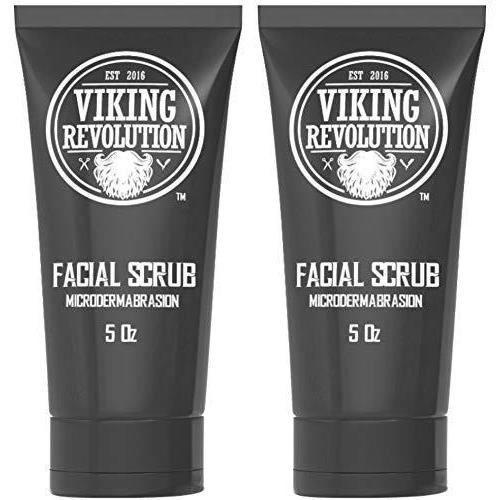 image:imageViking Revolution Microdermabrasion Face Scrub for Men Facial Cleanser for Skin Exfoliating Deep Cleansing Removing Blackheads Acne Ingrown Hairs Mens Face Scrub for PreShave 1 Pack5 Ounce Pack of 2