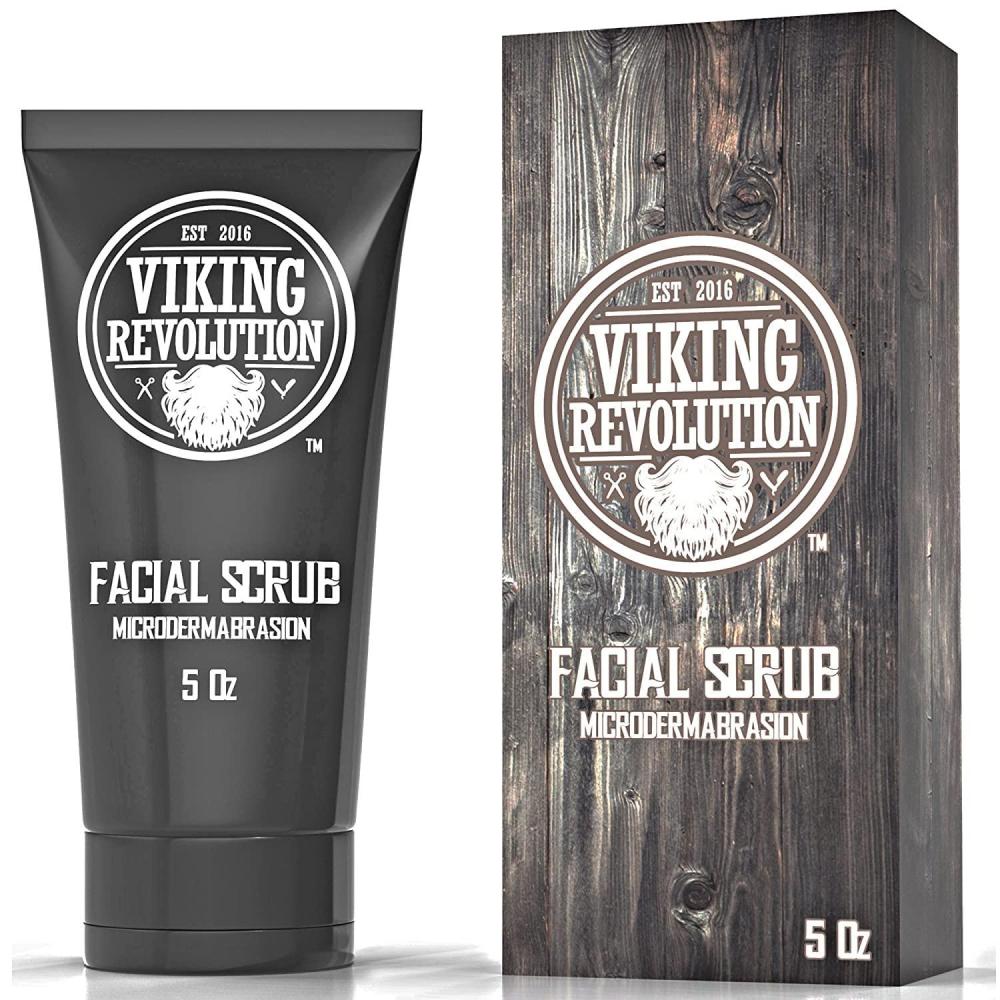 image:imageViking Revolution Microdermabrasion Face Scrub for Men Facial Cleanser for Skin Exfoliating Deep Cleansing Removing Blackheads Acne Ingrown Hairs Mens Face Scrub for PreShave 1 Pack5 Fl Oz Pack of 1