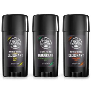VIKING REVOLUTION – 3 Pack Natural Mens Deodorant, Aluminum Free Deodorant for Men – Long-Lasting Odor Protection and Freshness with All Natural Scents: Citrus, Peppermint & Eucaliptus, Sandalwood
