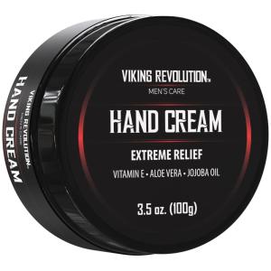 Viking Revolution Men’s Hand Cream – Repair Cream for Dry, Cracked Hands – Aloe Vera Treatment with Vitamin E (3.5oz)(1 Ounce (Pack of 1))