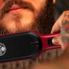 Beard Straightener Brush for Men – Fast Heating Ceramic and Ionic Mens Beard Straightener Comb – Heated Beard Brush – Includes Wooden Beard Comb & Beard Balm with Sandalwood Scent