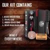 Beard Straightener Brush for Men – Fast Heating Ceramic and Ionic Mens Beard Straightener Comb – Heated Beard Brush – Includes Wooden Beard Comb & Beard Balm with Sandalwood Scent
