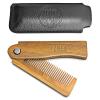 Folding Beard Comb w/Carrying Pouch for Men – All Natural Wooden Beard Comb w/Gift Box – Green Sandalwood Comb for Grooming & Combing Hair, Beards and Mustaches by Viking Revolution