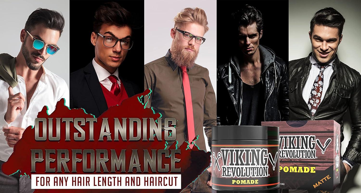 image:imageViking Revolution Hair Pomade for Men New Formula Medium Hold and Matte Shine Free for Classic Look 4oz Water Based amp Easy to Wash Out4 Ounce Pack of 1