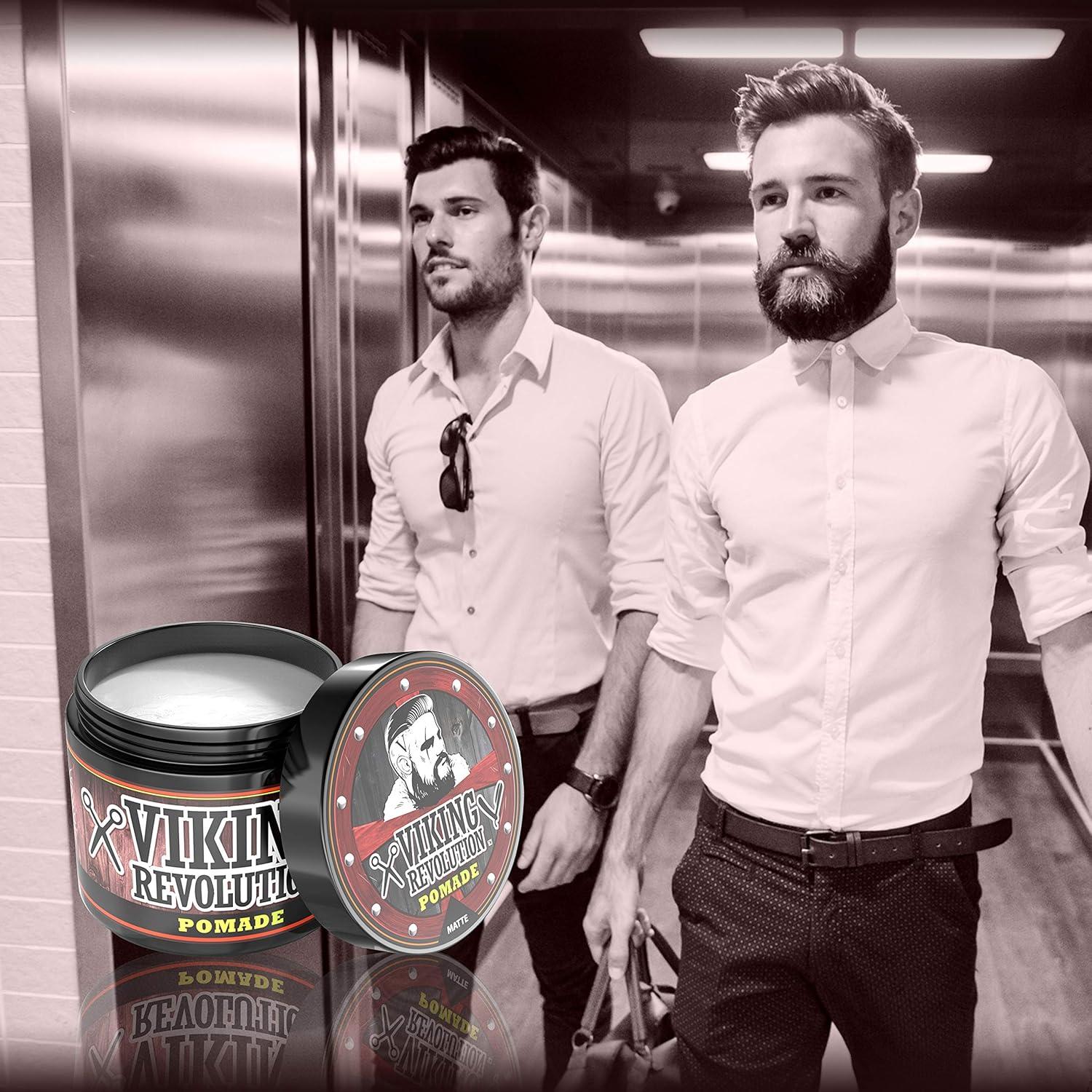 image:imageViking Revolution Hair Pomade for Men New Formula Medium Hold and Matte Shine Free for Classic Look 4oz Water Based amp Easy to Wash Out4 Ounce Pack of 1