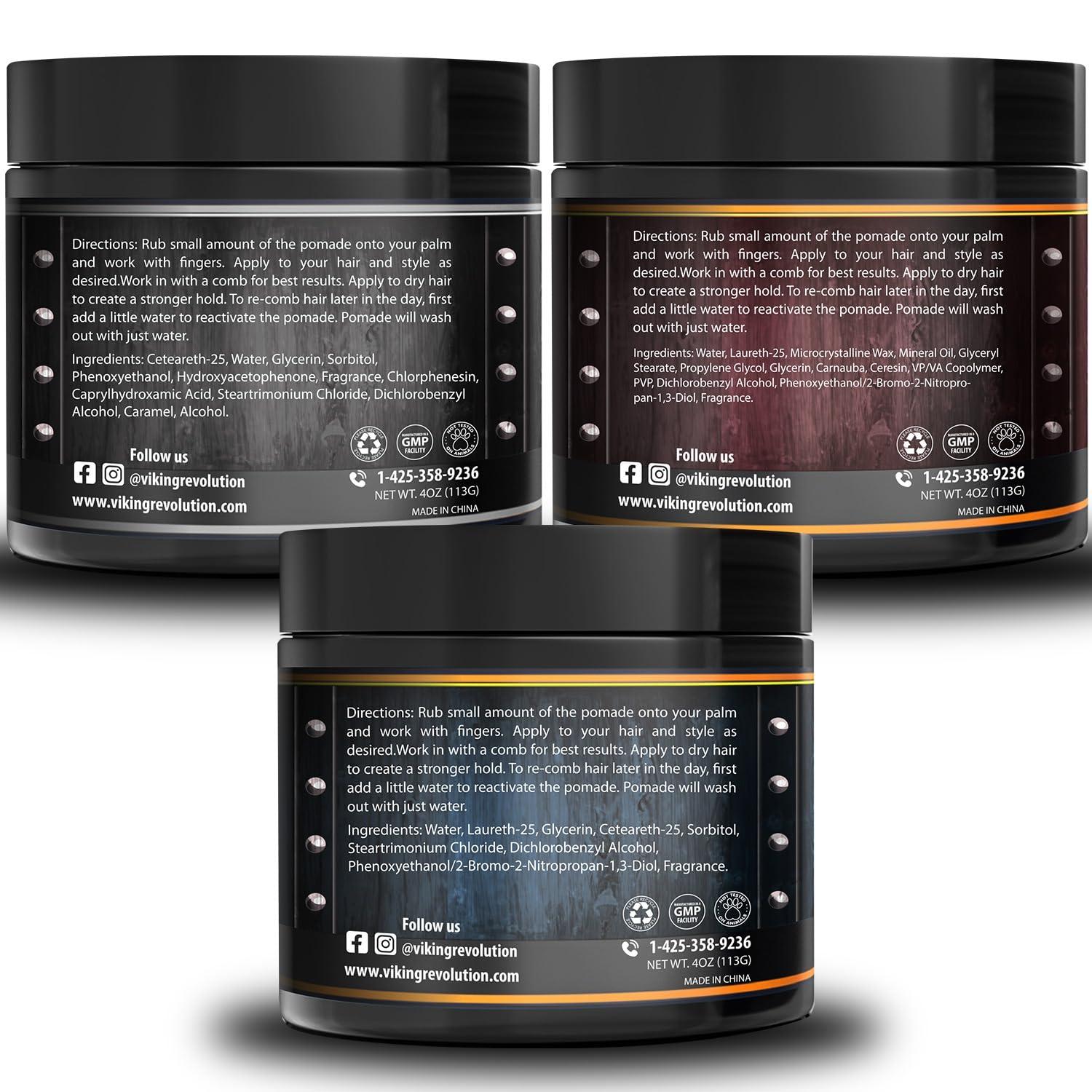 image:imageViking Revolution Hair Styling Agent Extreme Hold Pomade for Men Style amp Finish Your Hair 3 Pack