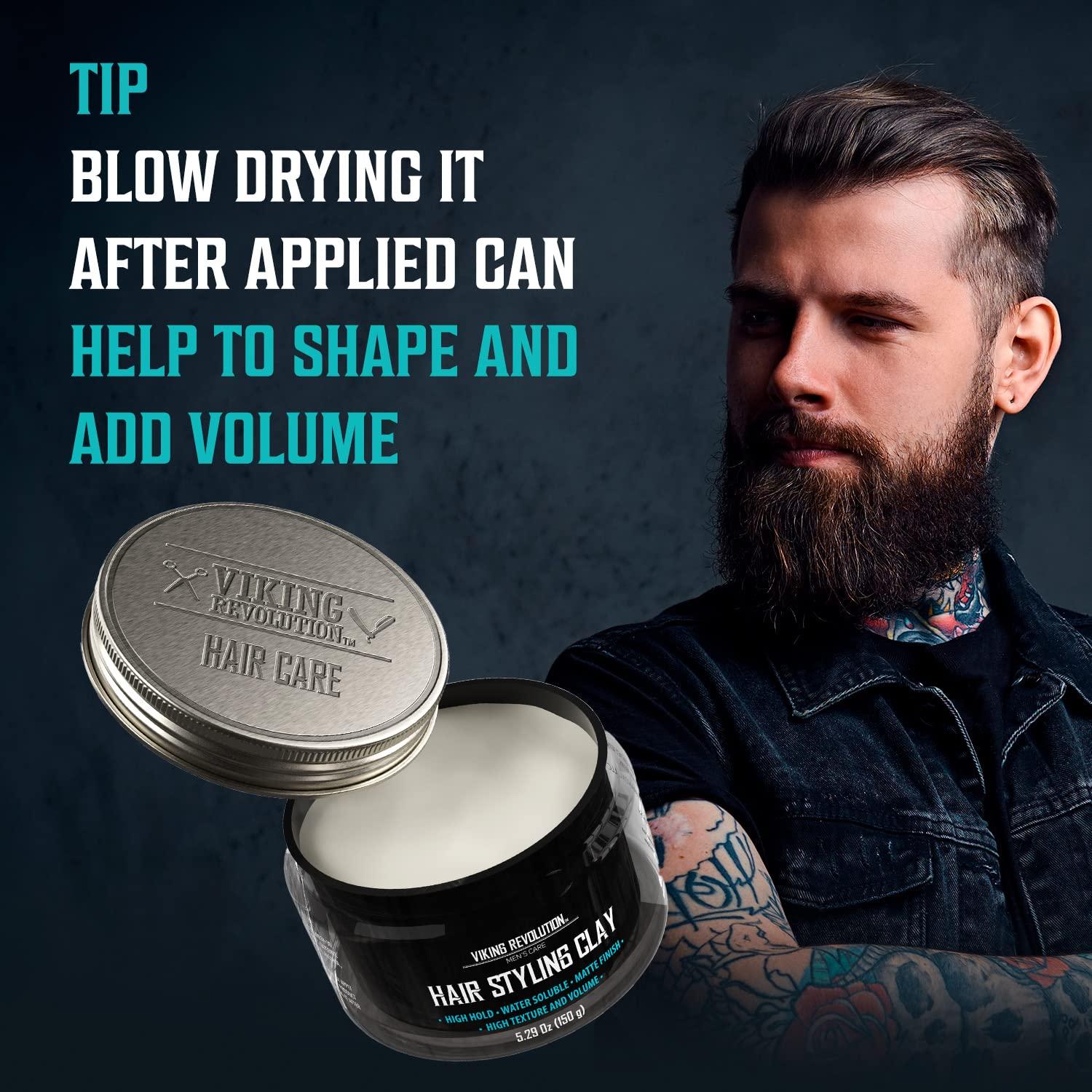 image:imageViking Revolution Hair Styling Agent Hair Clay for Men Matte Clay Pomade for Men Hair Styling Hair Putty for Men Hair Styling Cream High Hold Matte Finish 529oz