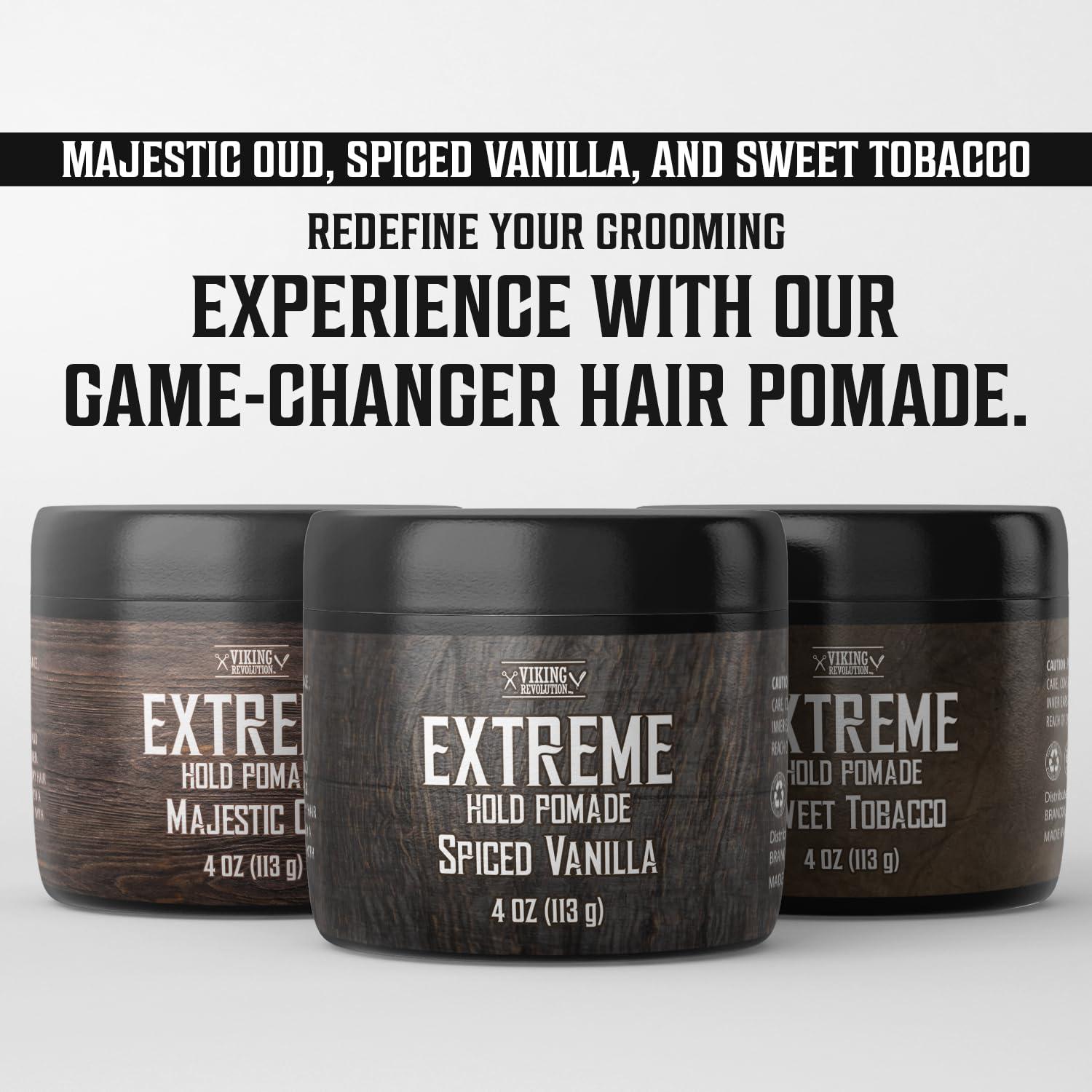 image:imageViking Revolution Spiced Vanilla Hair Pomade for Men Extreme Hold Hair Gel for Men Water Based Extra Firm Mens Hair Pomade High Shine Mens Hair Cream 4ozSweet Tobacco
