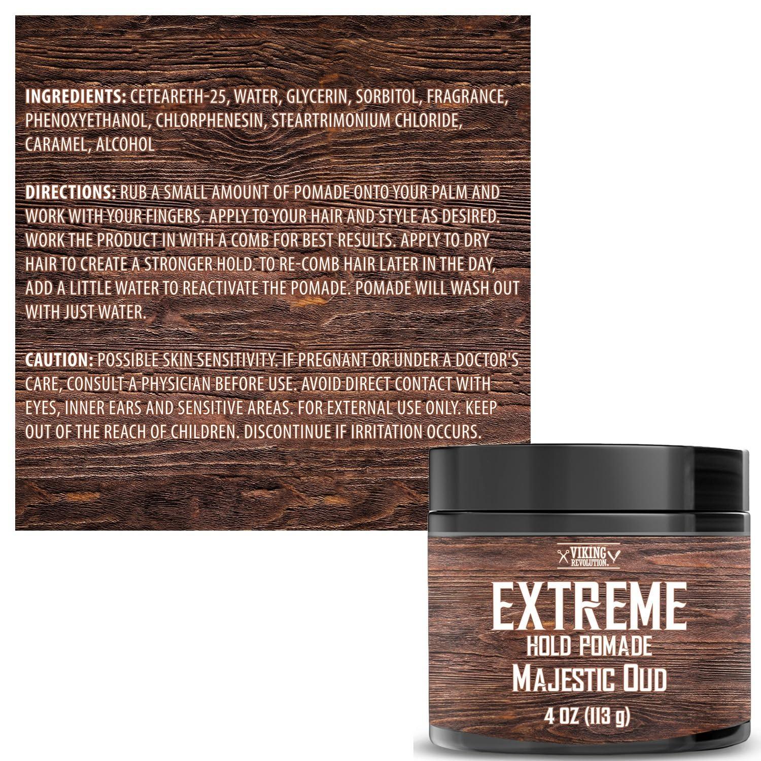 image:imageViking Revolution Spiced Vanilla Hair Pomade for Men Extreme Hold Hair Gel for Men Water Based Extra Firm Mens Hair Pomade High Shine Mens Hair Cream 4ozMajestic Oud