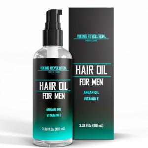 Viking Revolution Hydrating Hair Oil for Men – Mens Hair Oil Men with Vitamin E Dry Hair Oils with Argan Oil – Sunflower Seed Oil Hair Serum Repair, Hidrate Hair Treatment Oils (3.38 fl Oz)(3.38 Fl Oz (Pack of 1))