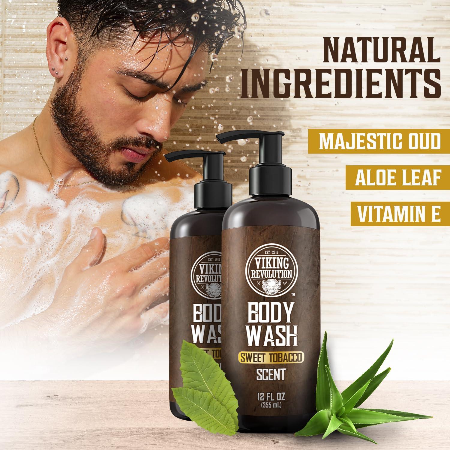 image:imageViking Revolution Mens Body Wash Sweet Tobacco Mens Body Wash Mens Natural Body Wash for Men with Vitamin E and Rosemary Oil Shower Gel Body Wash Men 12 Fl Oz Pack of 2
