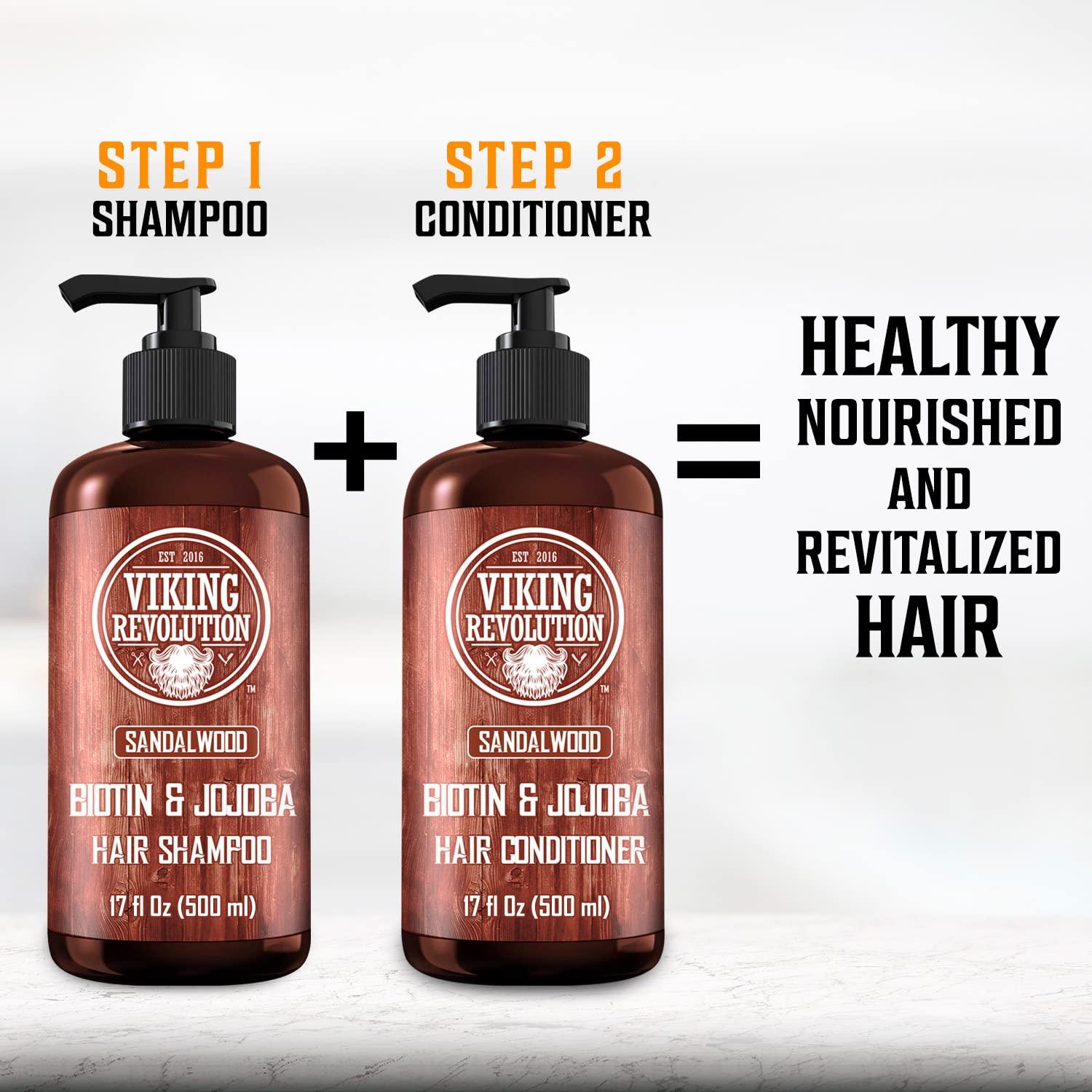 image:imageViking Revolution Sandalwood Shampoo and Conditioner Set with Biotin and Jojoba Oil Natural Hair Shampoo and Hair Conditioner for Men with Vitamin B5 17 OzShampoo