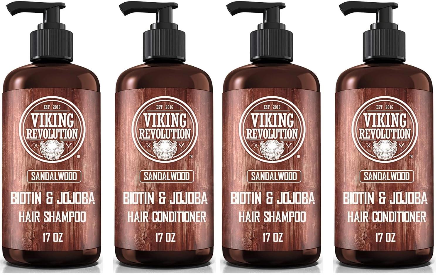 image:imageViking Revolution Sandalwood Shampoo and Conditioner Set with Biotin and Jojoba Oil Natural Hair Shampoo and Hair Conditioner for Men with Vitamin B5 17 OzShampoo and Conditioner