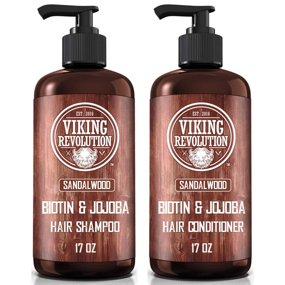 image:imageViking Revolution Sandalwood Shampoo and Conditioner Set with Biotin and Jojoba Oil Natural Hair Shampoo and Hair Conditioner for Men with Vitamin B5 17 OzShampoo and Conditioner