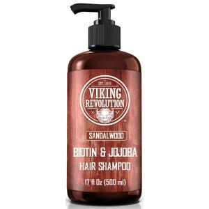 Viking Revolution Sandalwood Shampoo and Conditioner Set with Biotin and Jojoba Oil – Natural Hair Shampoo and Hair Conditioner for Men with Vitamin B5 (17 Oz)(Shampoo)
